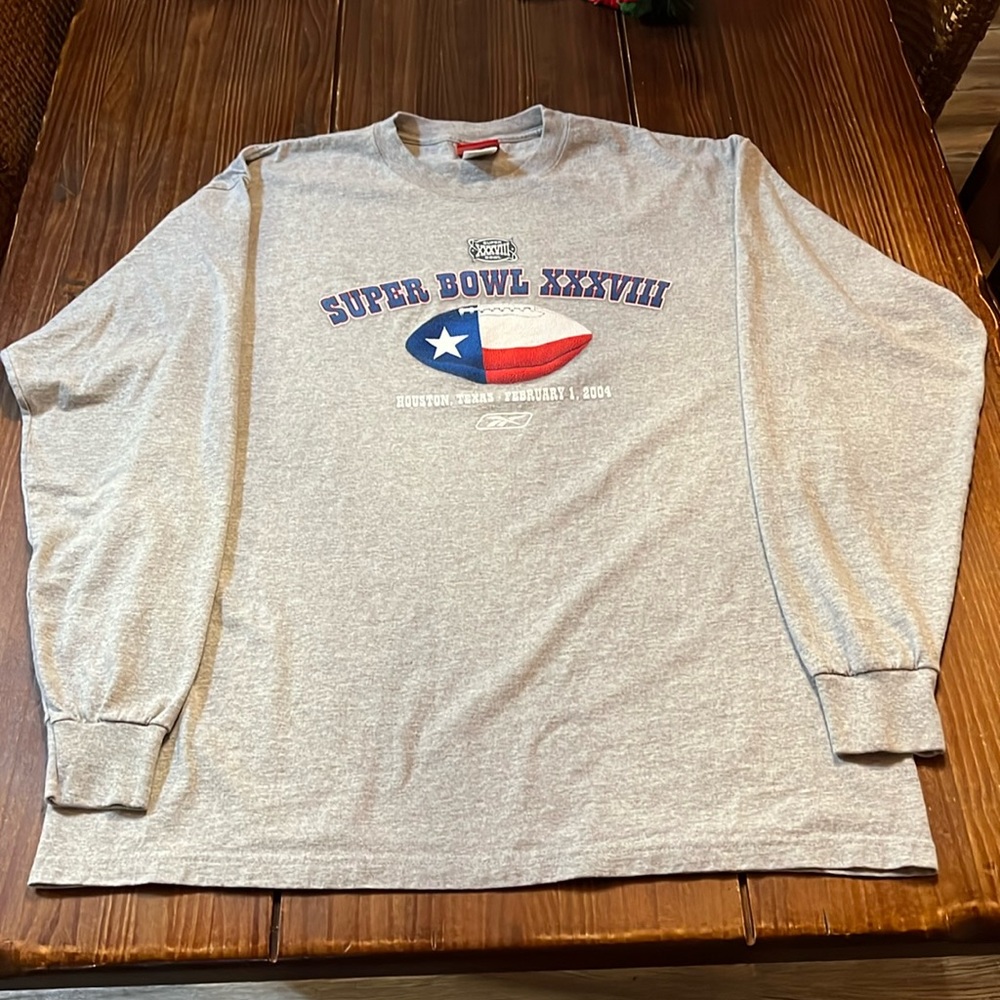 Super Bowl 38 T-Shirt XXXVIII Size Large Texas Flag Gray Tee